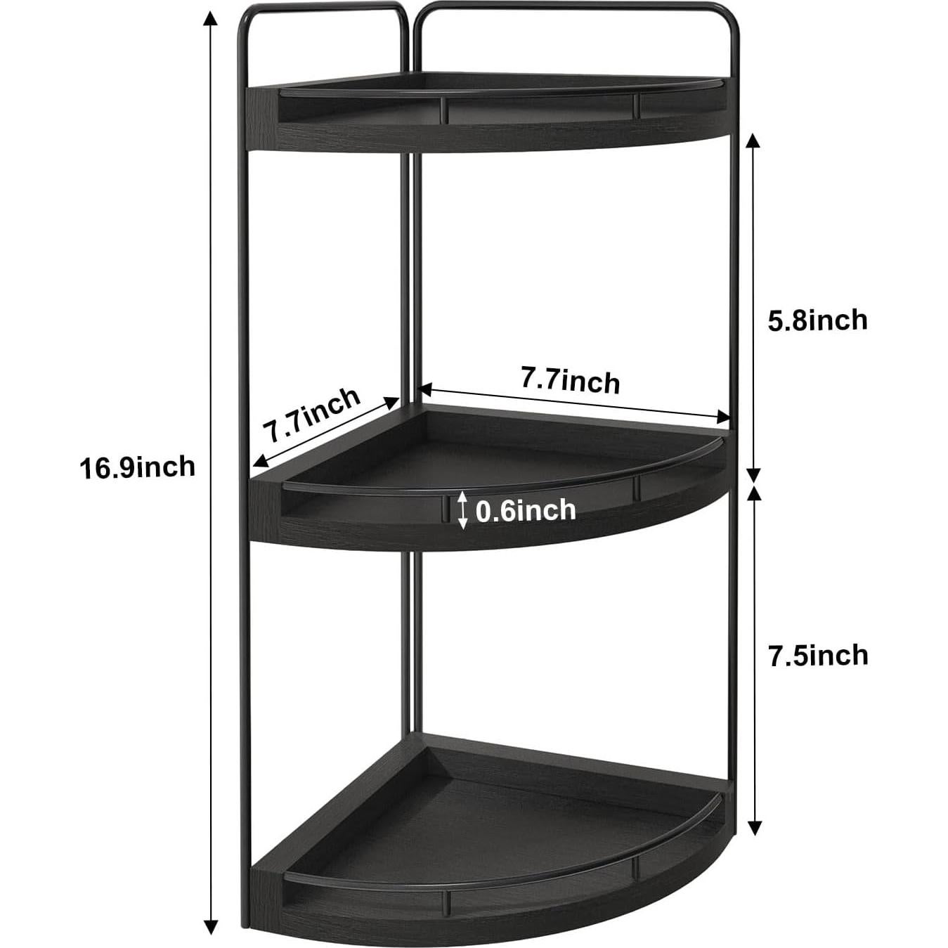 Organizador de Esquina para Baño Fixwal de Madera Rústica 3 Niveles