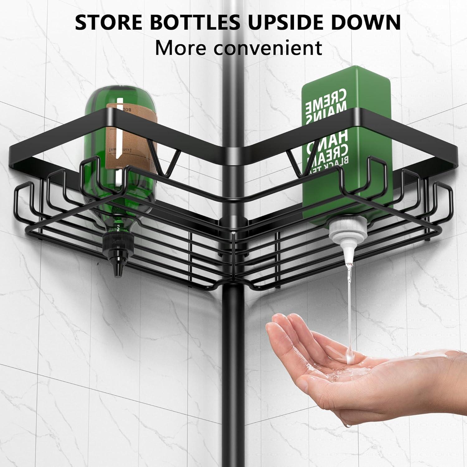 Caddy de Ducha de Esquina DAOYA - Acero Inoxidable Ajustable 63.5-290.3 cm Negro