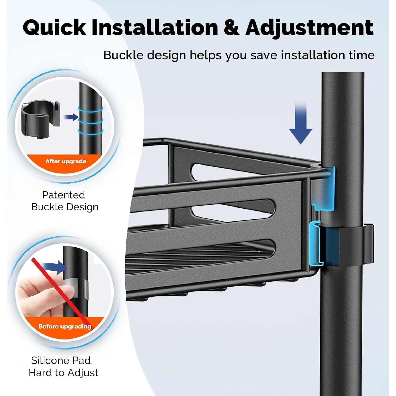 Caddy de Ducha de Esquina HAMITOR Ajustable 4 Niveles Acero Inoxidable
