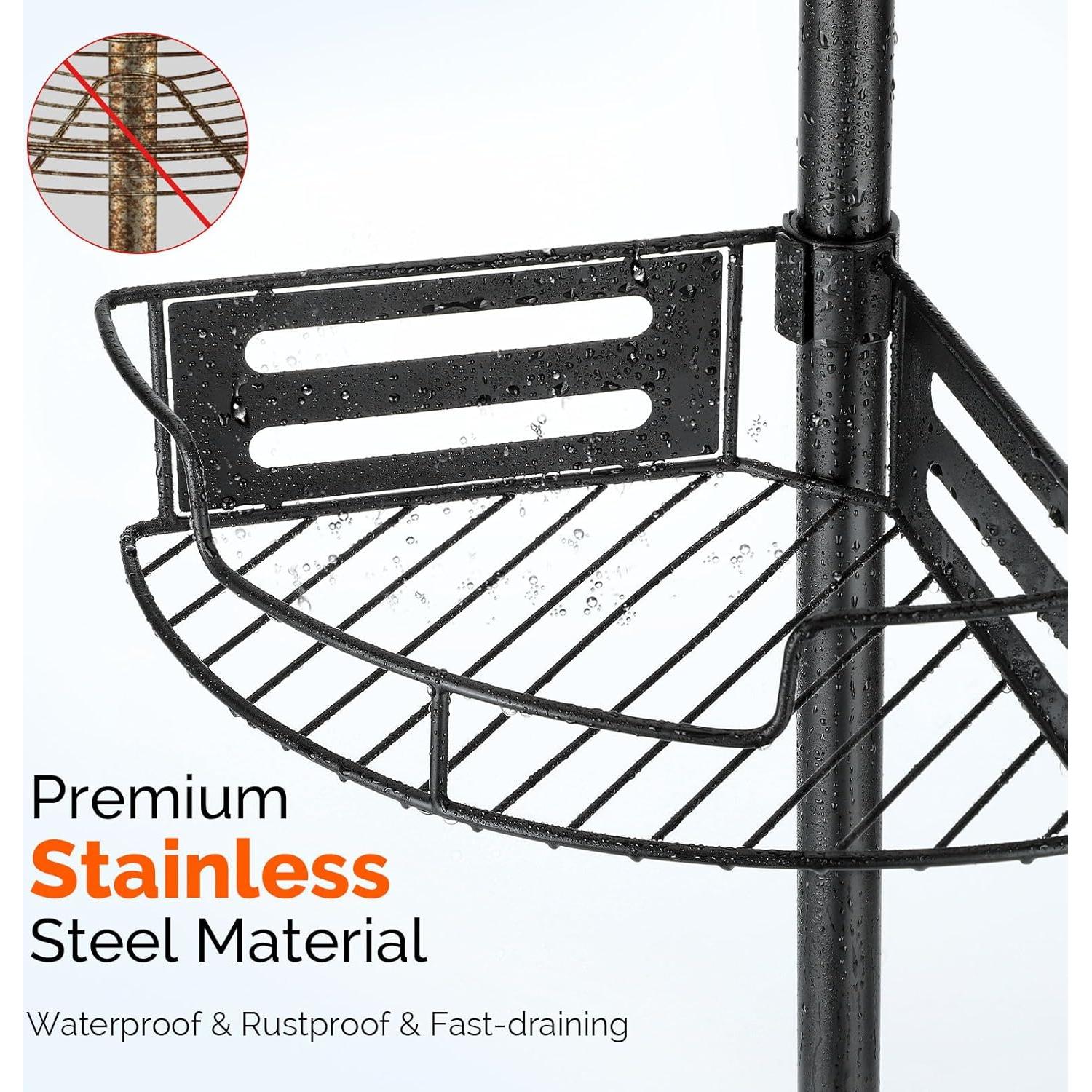 Caddy de Ducha de Esquina HAMITOR Ajustable 4 Niveles Acero Inoxidable