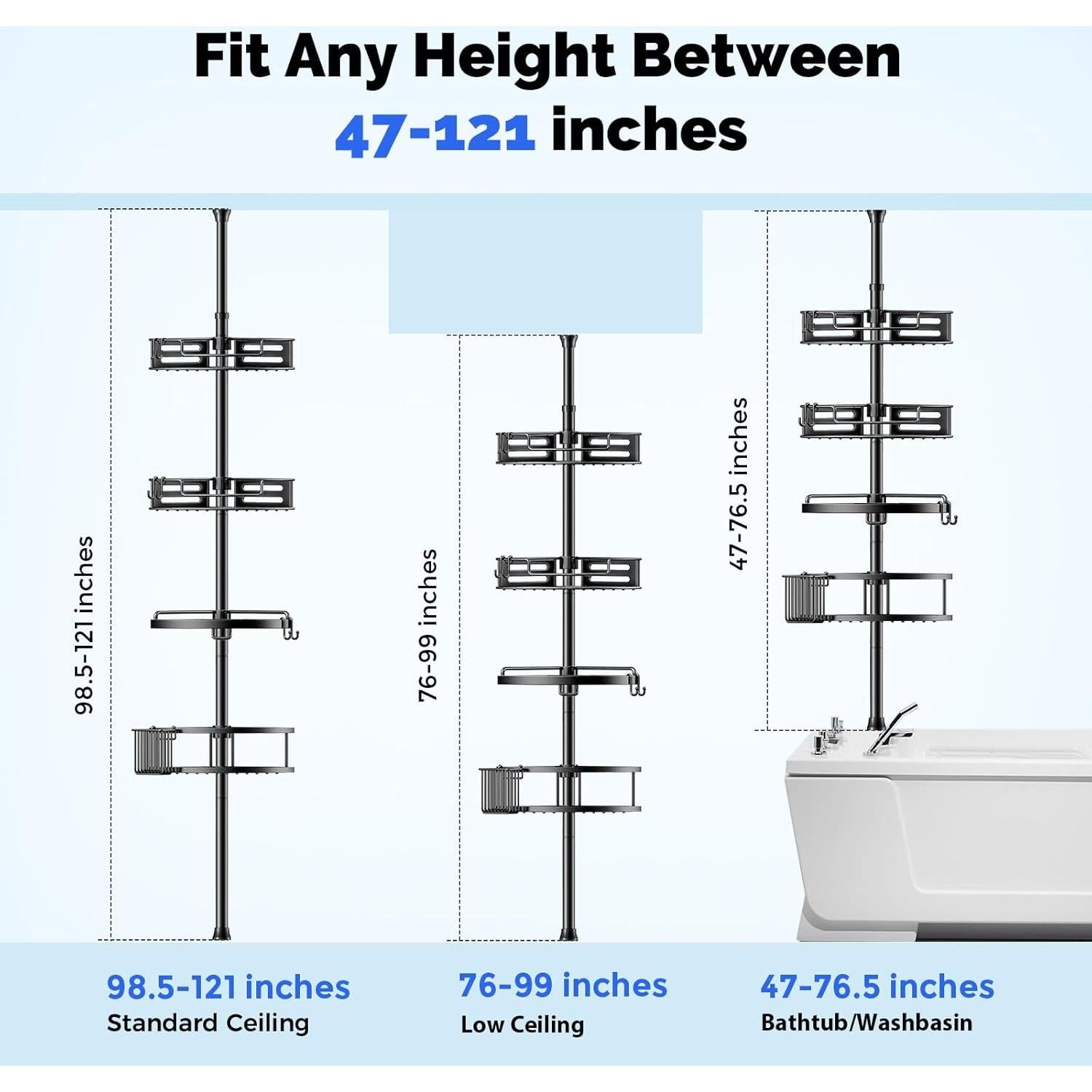 Caddy de Ducha de Esquina HAMITOR Ajustable 4 Niveles Acero Inoxidable