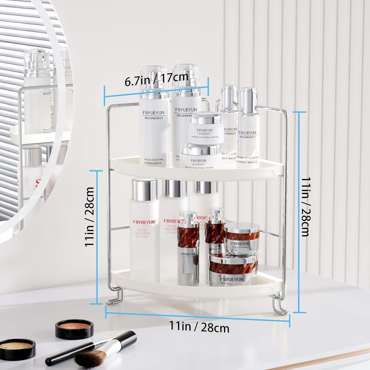 Organizador de Encimera de Baño FSyueyun 2 Niveles Plata