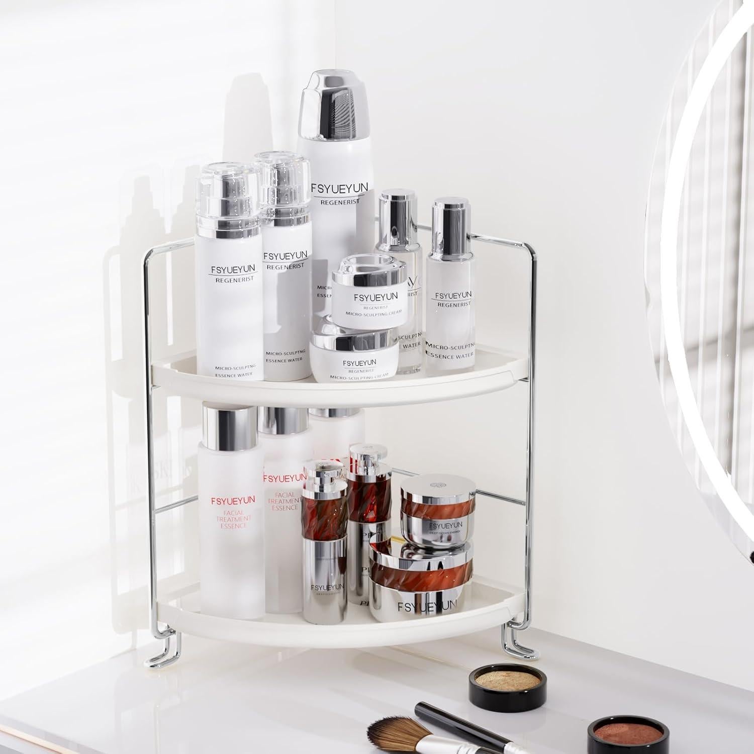 Organizador de Encimera de Baño FSyueyun 2 Niveles Plata