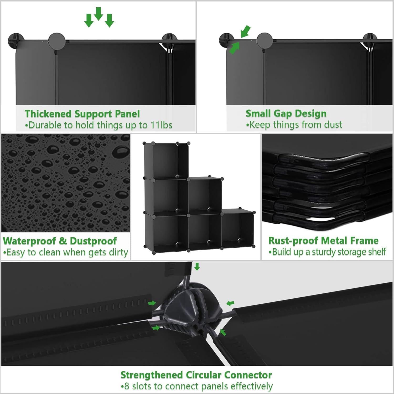 Organizador de Almacenamiento 6 Cubos C&AHOME Negro Modular