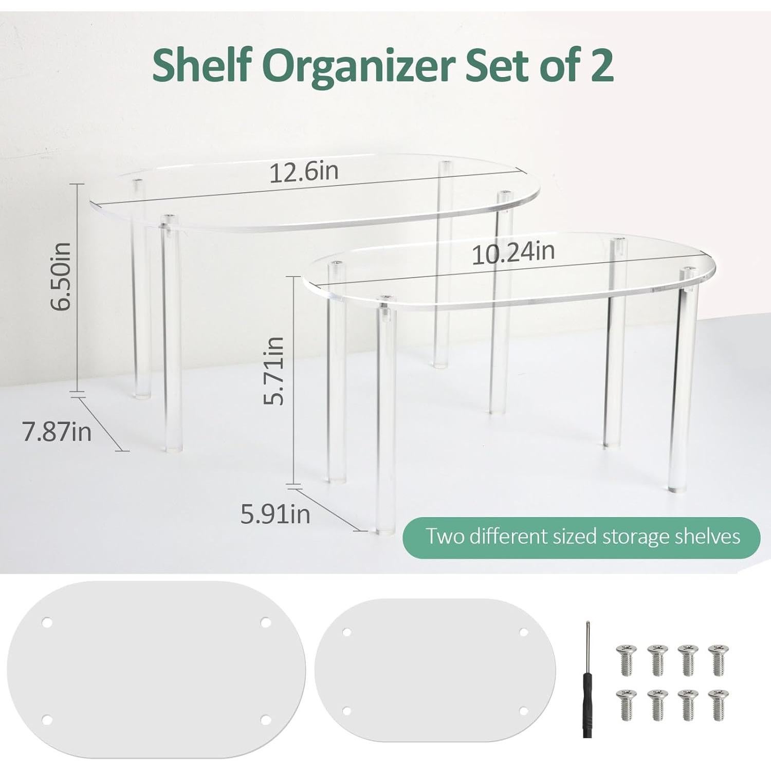 Organizador de Gabinete Acrílico AUOIKK - Juego de 2 Estantes Apilables 32x19x15.7 cm