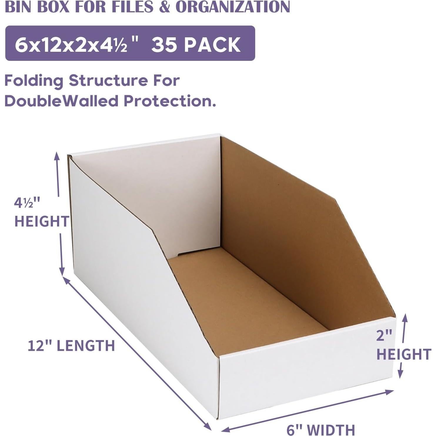 Cajas de Cartón EXYGLO, 35 Contenedores Plegables 30.5x15.2x11.4 cm