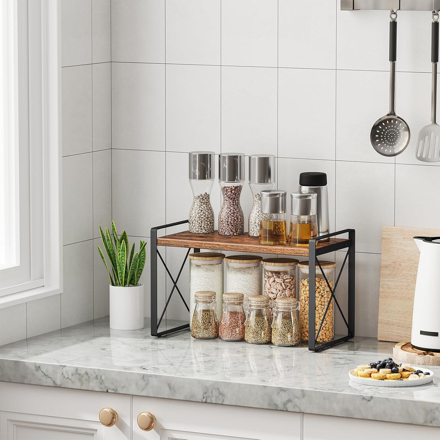 Organizador de Estante de Encimera Giikin, Madera y Metal, 39.9x19.8 cm