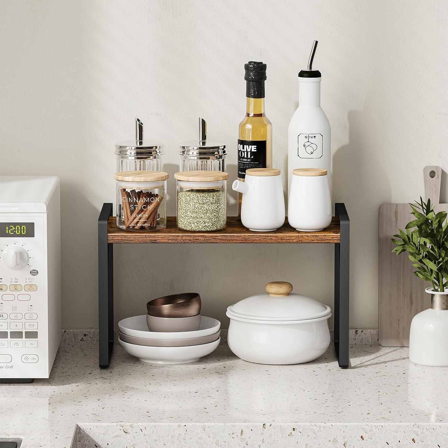 Organizador de Estante de Encimera Giikin, Madera y Metal, 39.9x19.8 cm