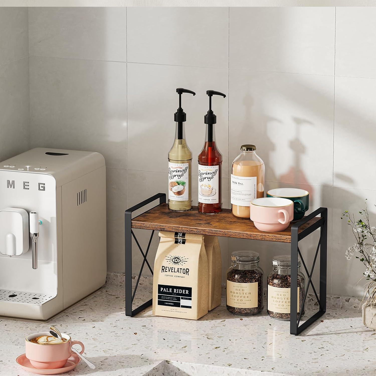 Organizador de Estante de Encimera Giikin, Madera y Metal, 39.9x19.8 cm