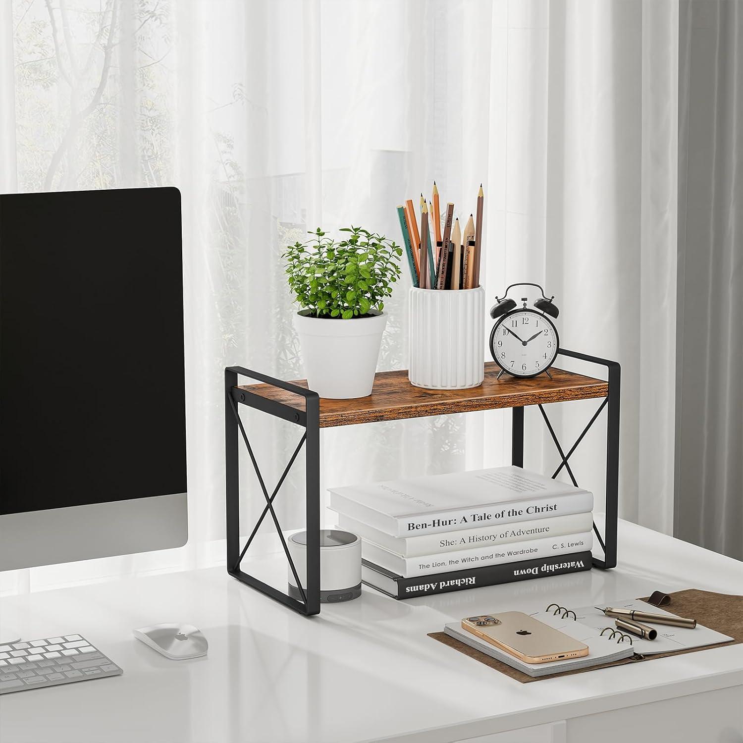 Organizador de Estante de Encimera Giikin, Madera y Metal, 39.9x19.8 cm