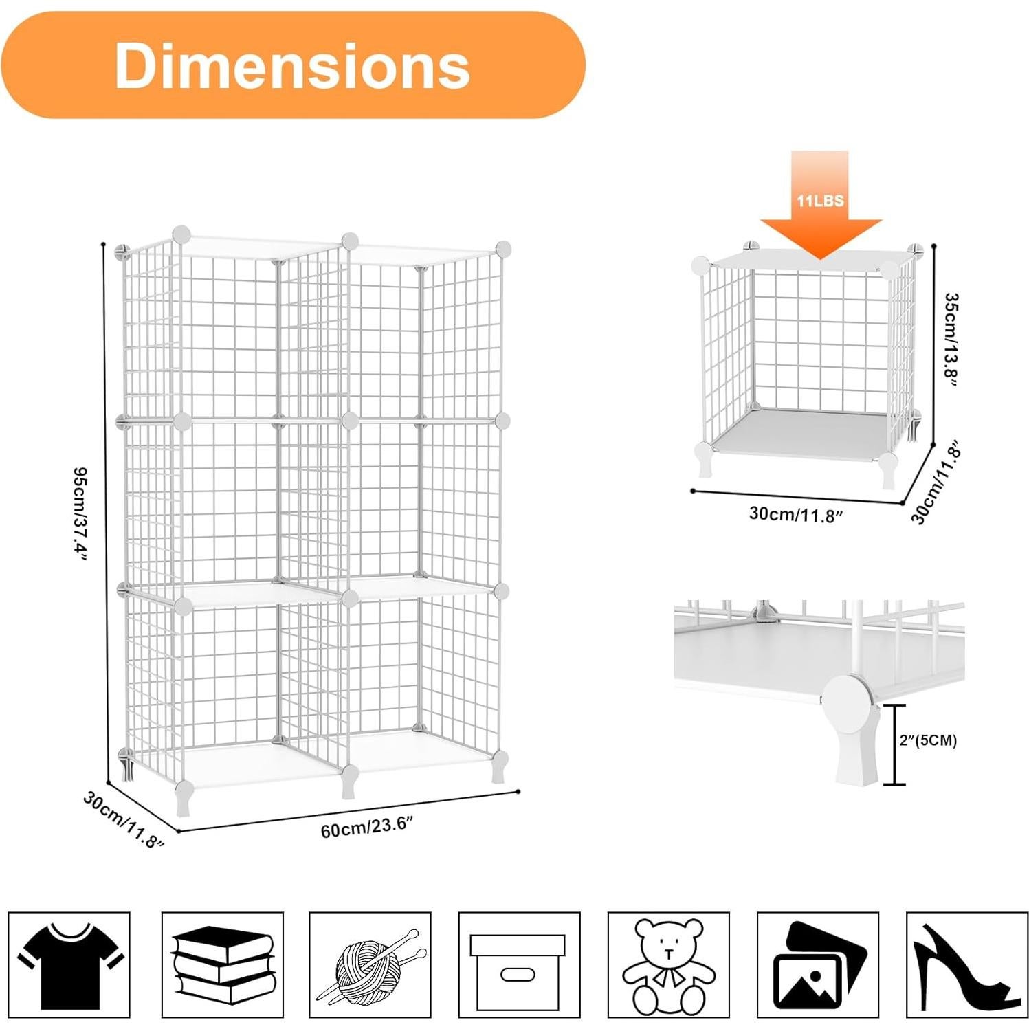 Organizador de Almacenamiento AWTATOS 6 Cubos Blanco DIY