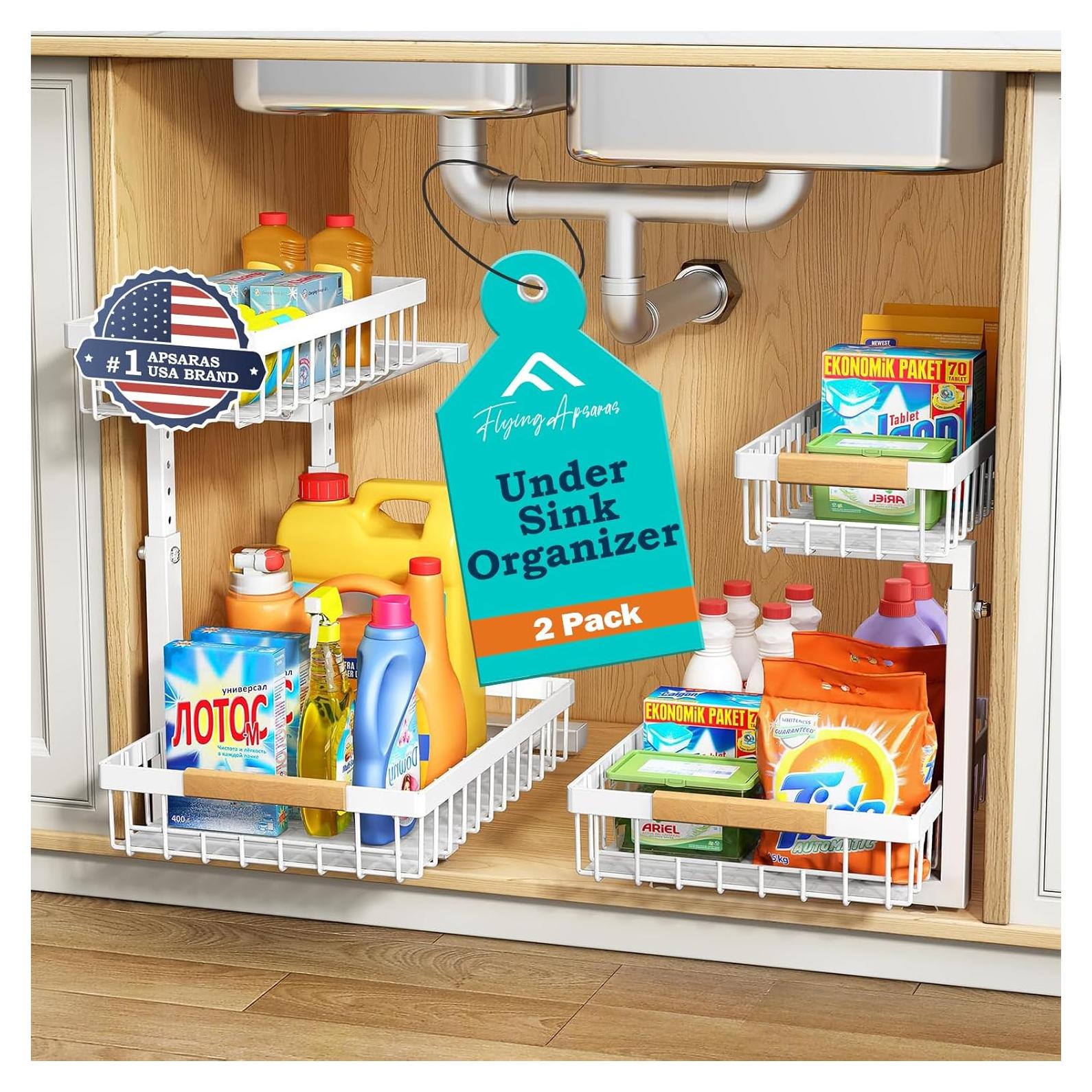 Organizador Bajo Fregadero FLYING APSARAS 2 Niveles Ajustable Blanco