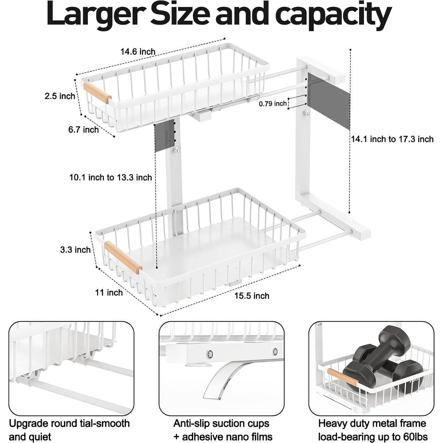 Organizador Bajo Fregadero FLYING APSARAS 2 Niveles Ajustable Blanco
