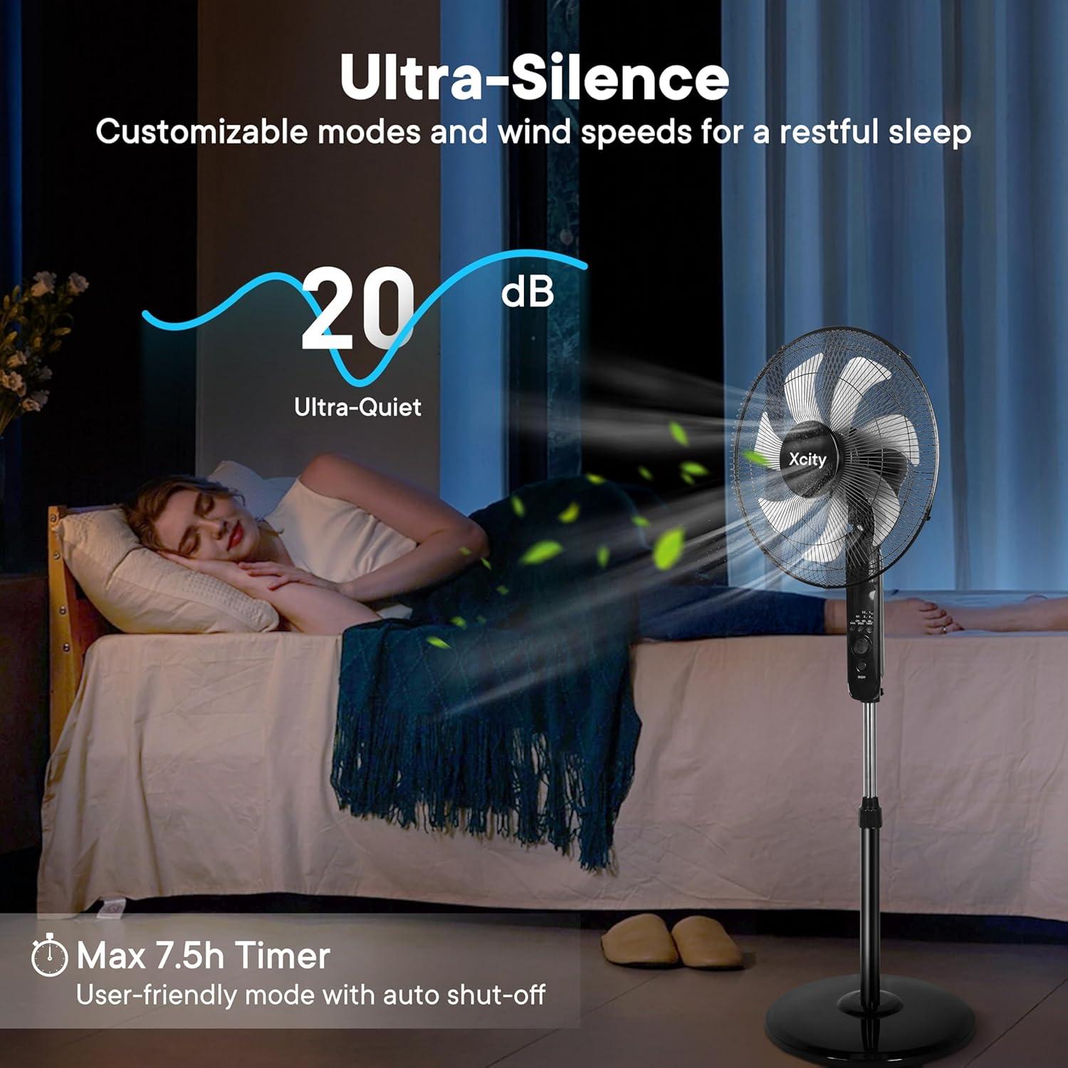 Ventilador de pedestal oscilante Xcity 16" 3 velocidades control remoto