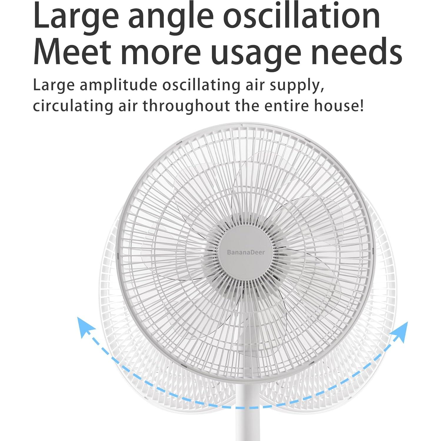 Ventilador de Pie Oscilante BananaDeer 4 Velocidades 36.83 cm