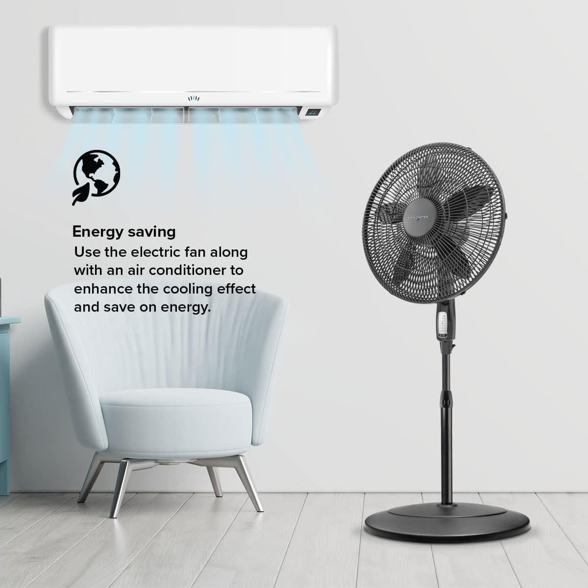 Ventilador de pedestal oscilante Air Monster 45 cm con control remoto