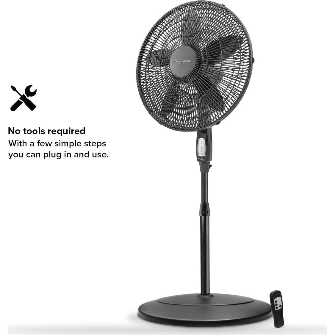 Ventilador de pedestal oscilante Air Monster 45 cm con control remoto