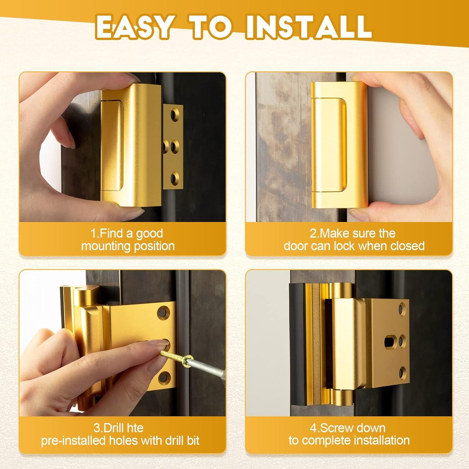 Cerradura de Seguridad Shimeyao 2 Pcs Refuerzo Puerta Aluminio