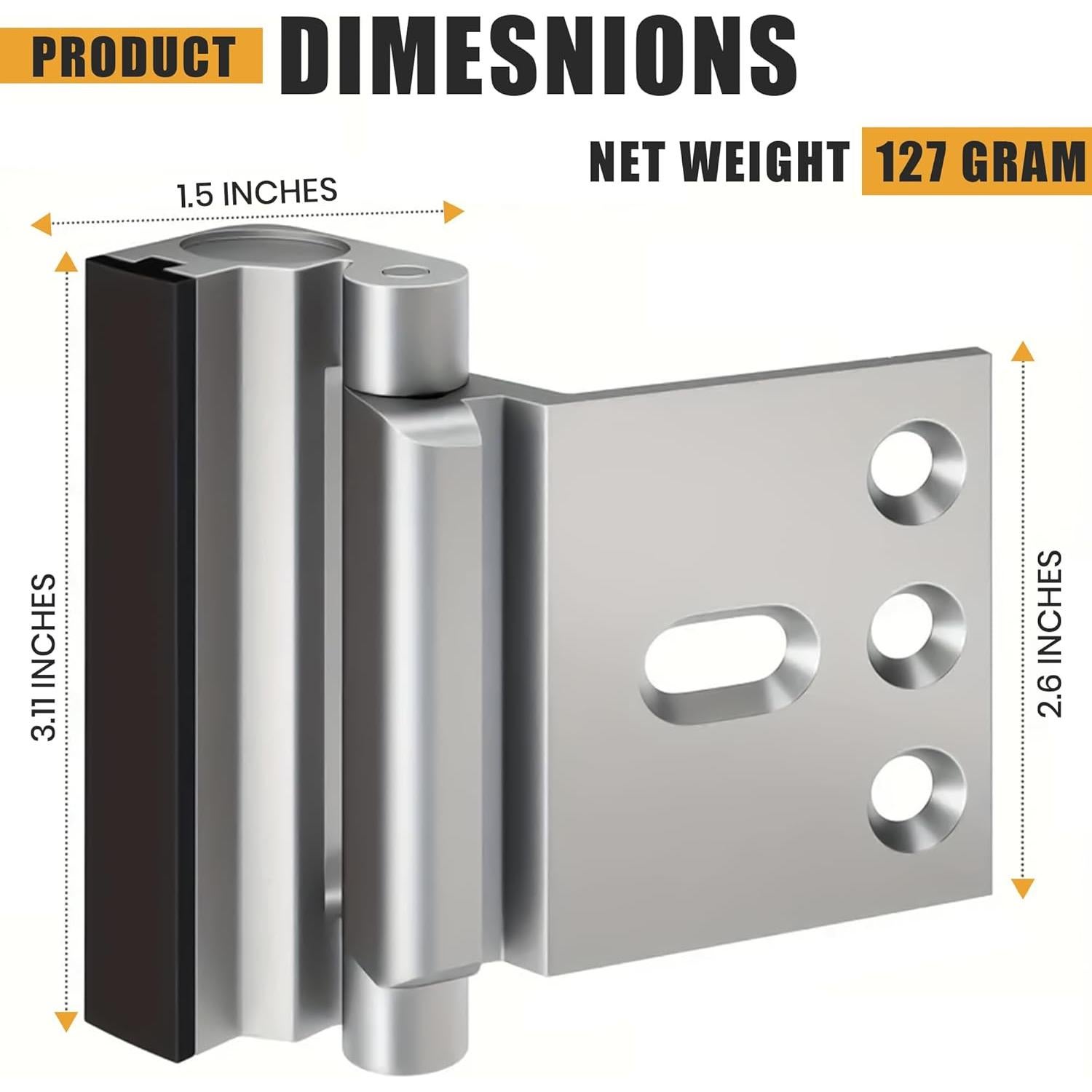 Cerradura de Refuerzo de Seguridad SECUIX para Puertas - 2 Piezas