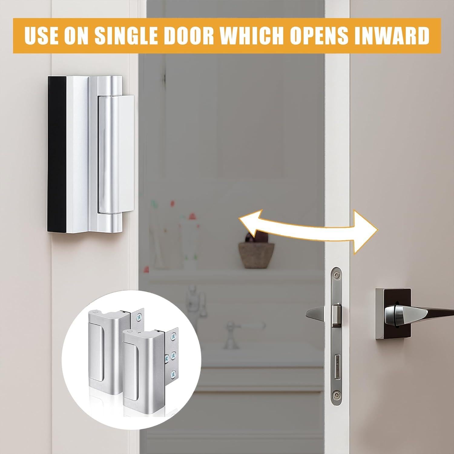 Cerradura de Refuerzo de Seguridad SECUIX para Puertas - 2 Piezas