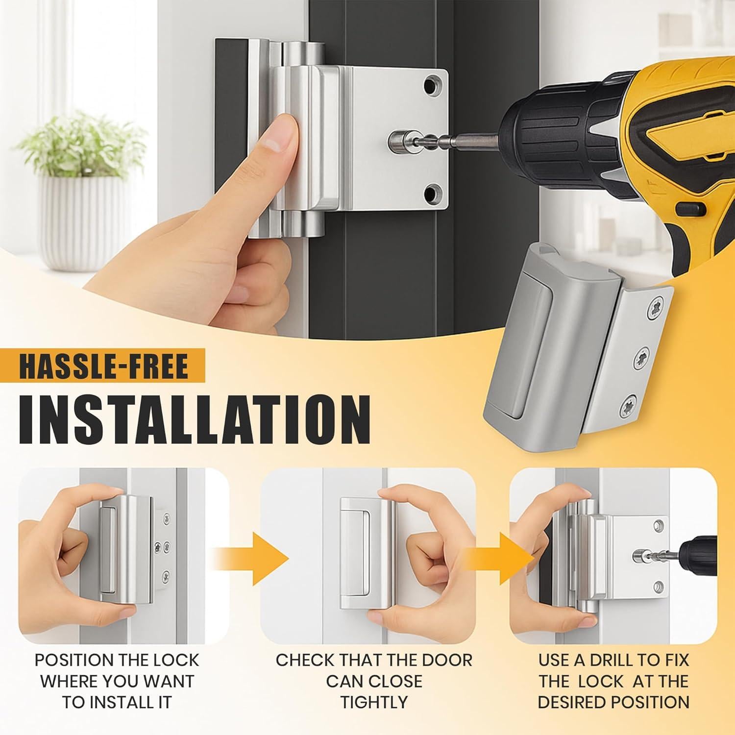 Cerradura de Refuerzo de Seguridad SECUIX para Puertas - 2 Piezas