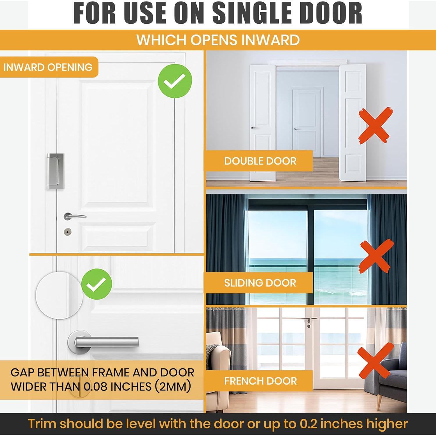 Cerradura de Refuerzo de Seguridad SECUIX para Puertas - 2 Piezas