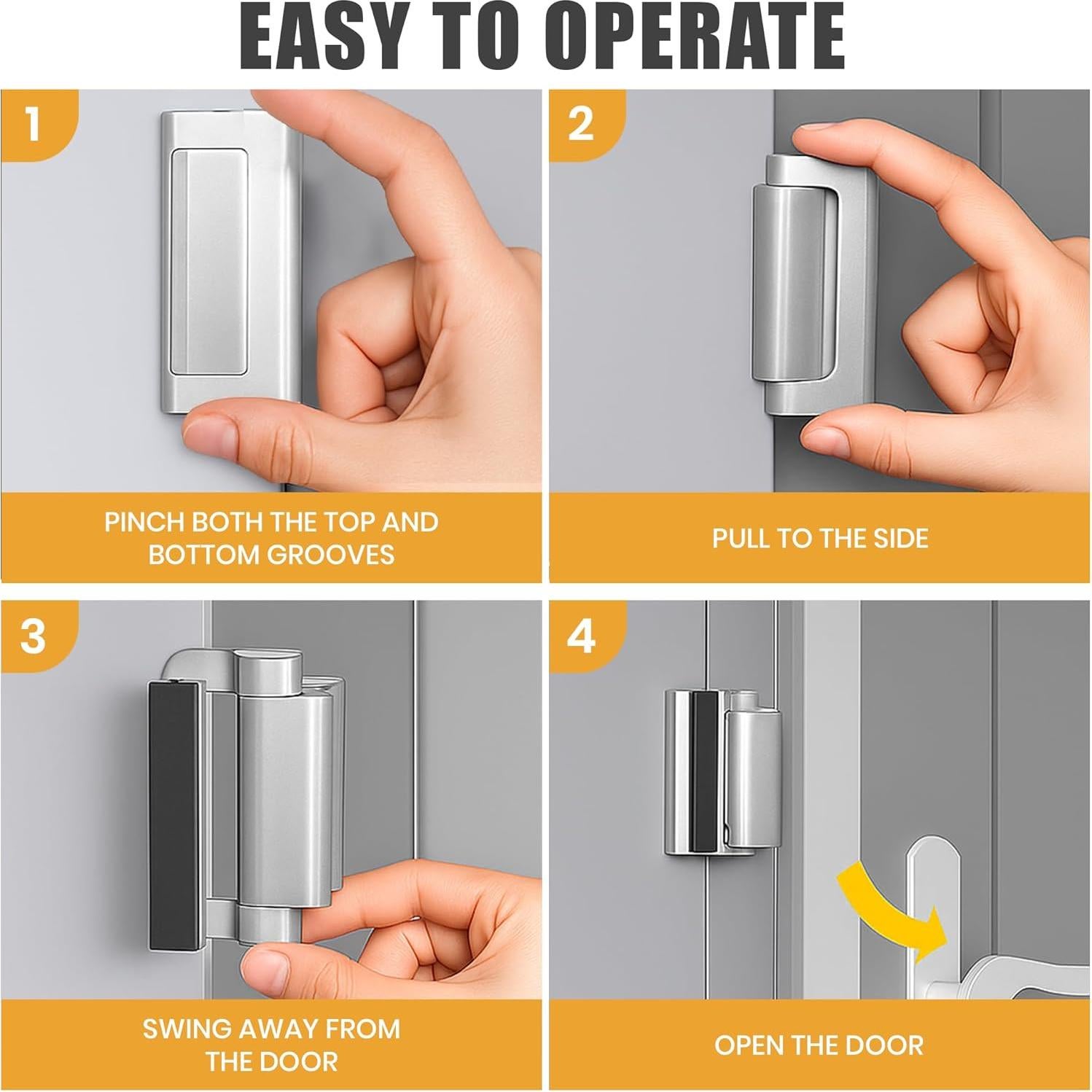 Cerradura de Refuerzo de Seguridad SECUIX para Puertas - 2 Piezas