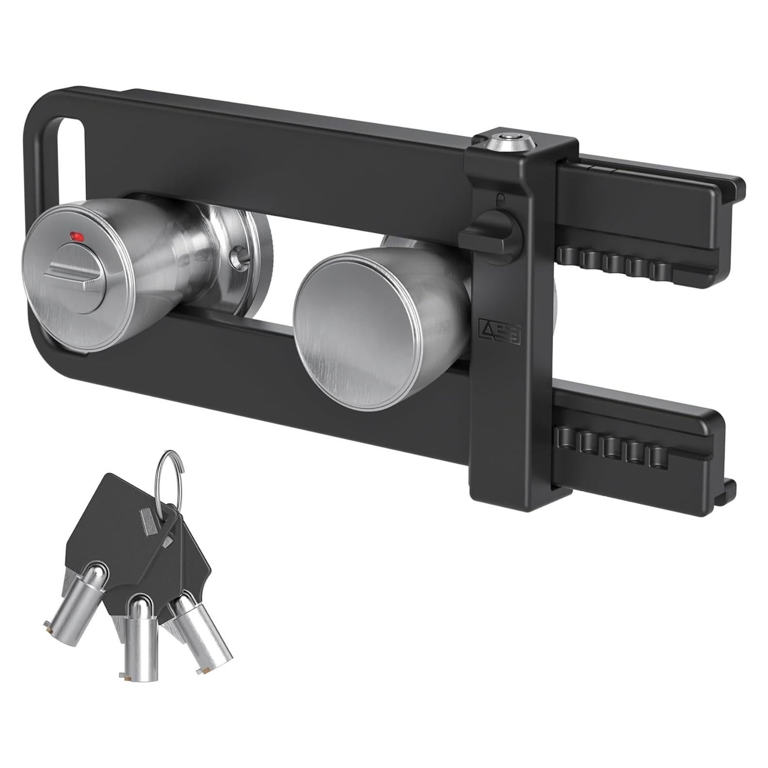Cerradura de Doble Puerta AST, Refuerzo de Seguridad, Negro Mate