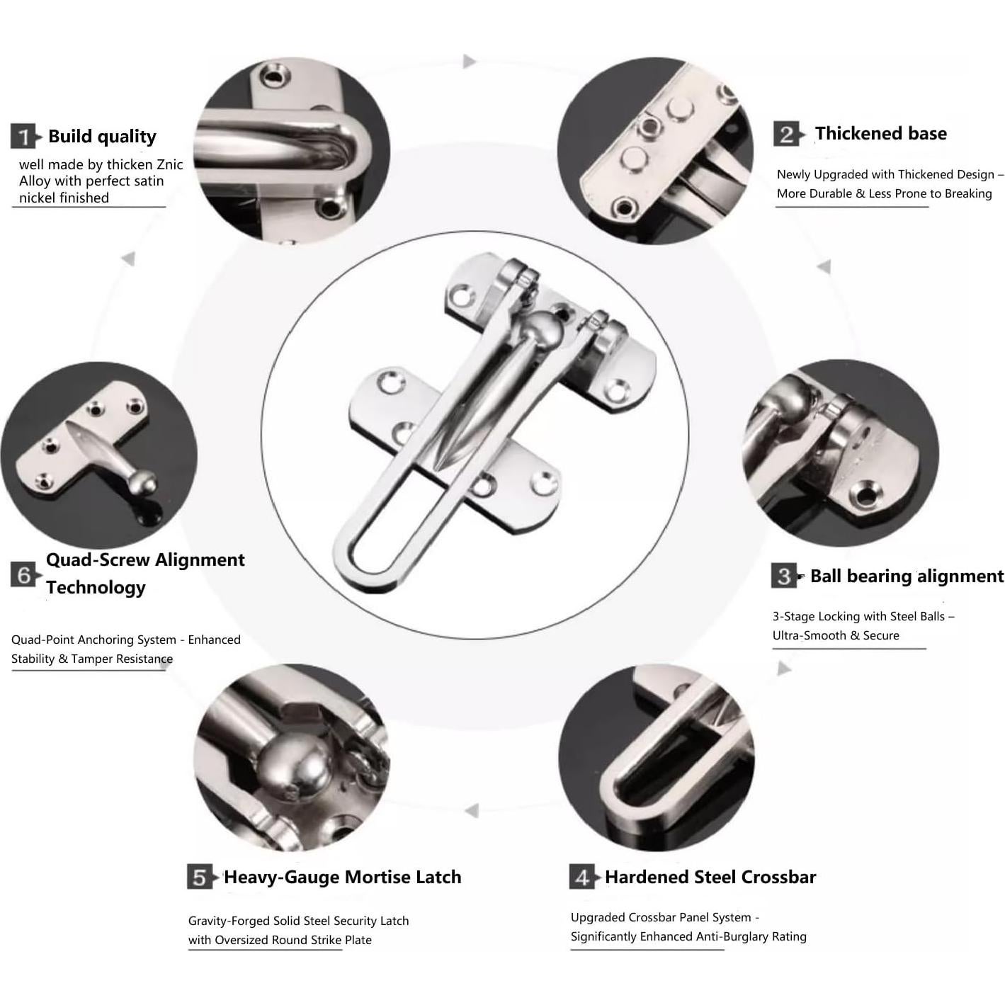 Cerradura de Seguridad SUYA para Puerta - Niquel Satinado, 136g