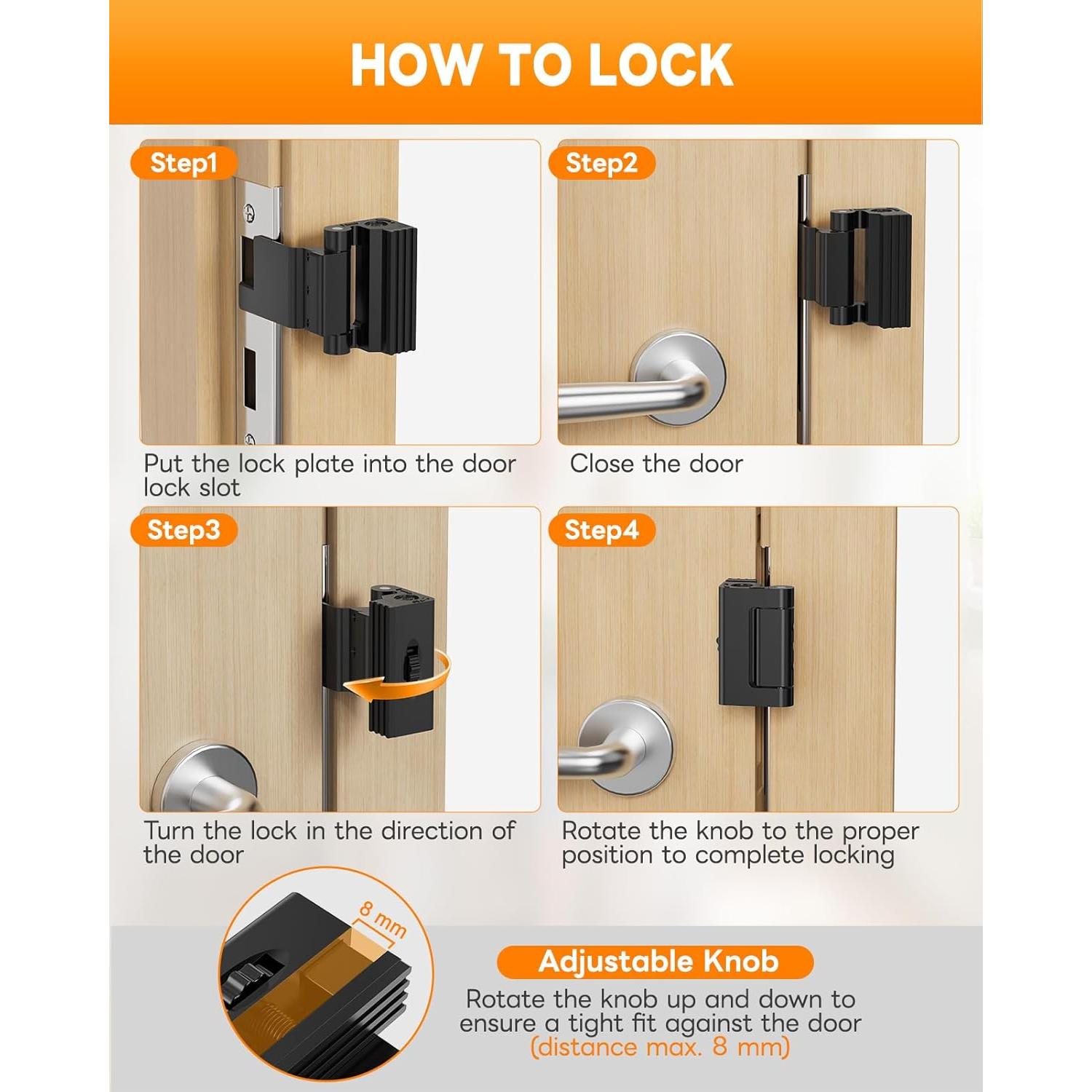 Cerradura de Refuerzo Portátil Anobeyi AI-Stop Lock01 - Seguridad 800 lbs