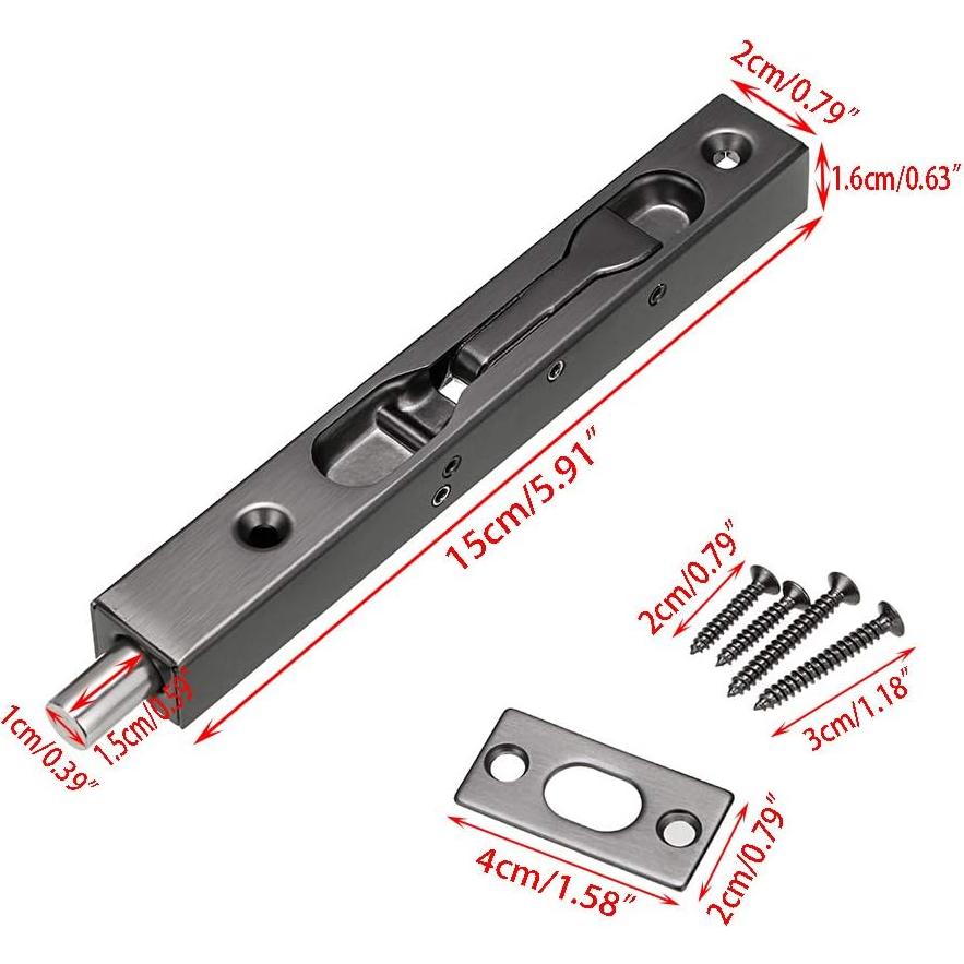 Cerraduras de Puerta Empotradas Sumnacon 15cm Acero Inoxidable Negro