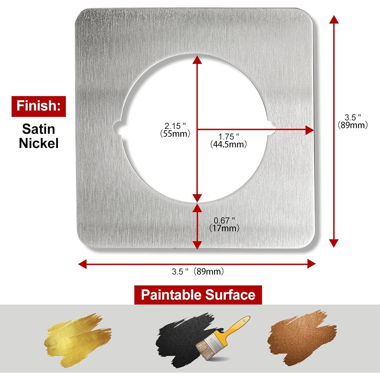 Placas de refuerzo para pomo de puerta MOSECYOU, níquel satinado