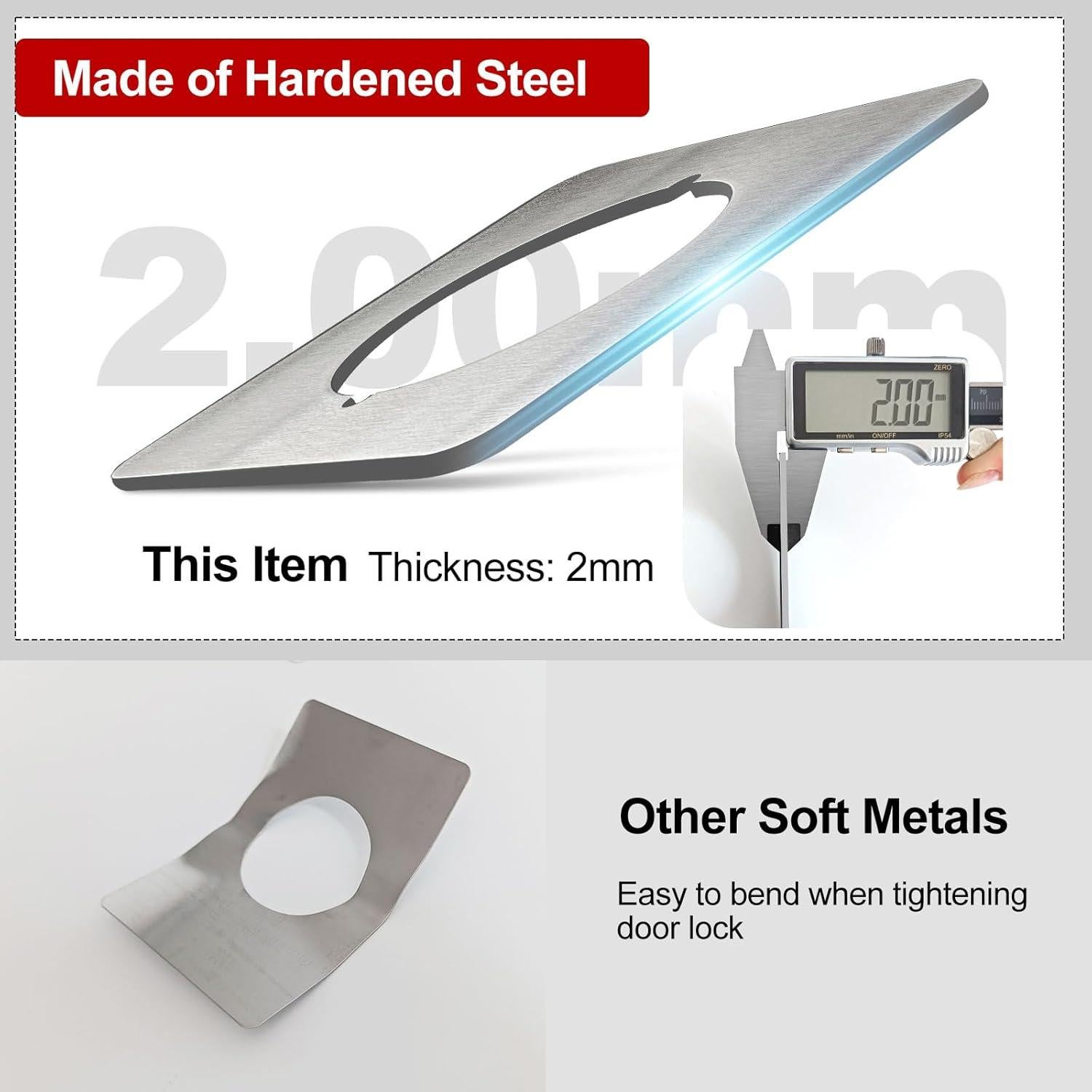 Placas de refuerzo para pomo de puerta MOSECYOU, níquel satinado