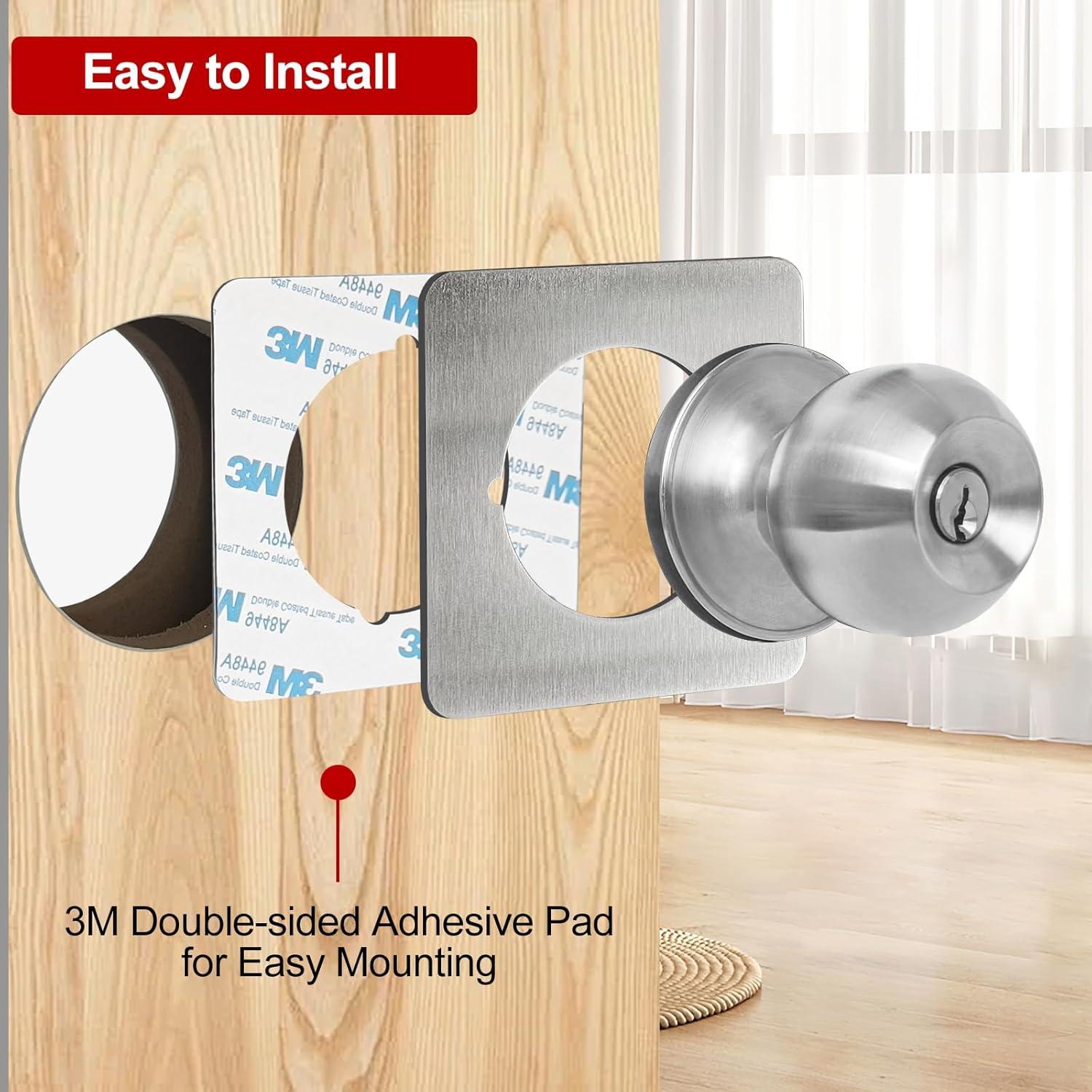 Placas de refuerzo para pomo de puerta MOSECYOU, níquel satinado