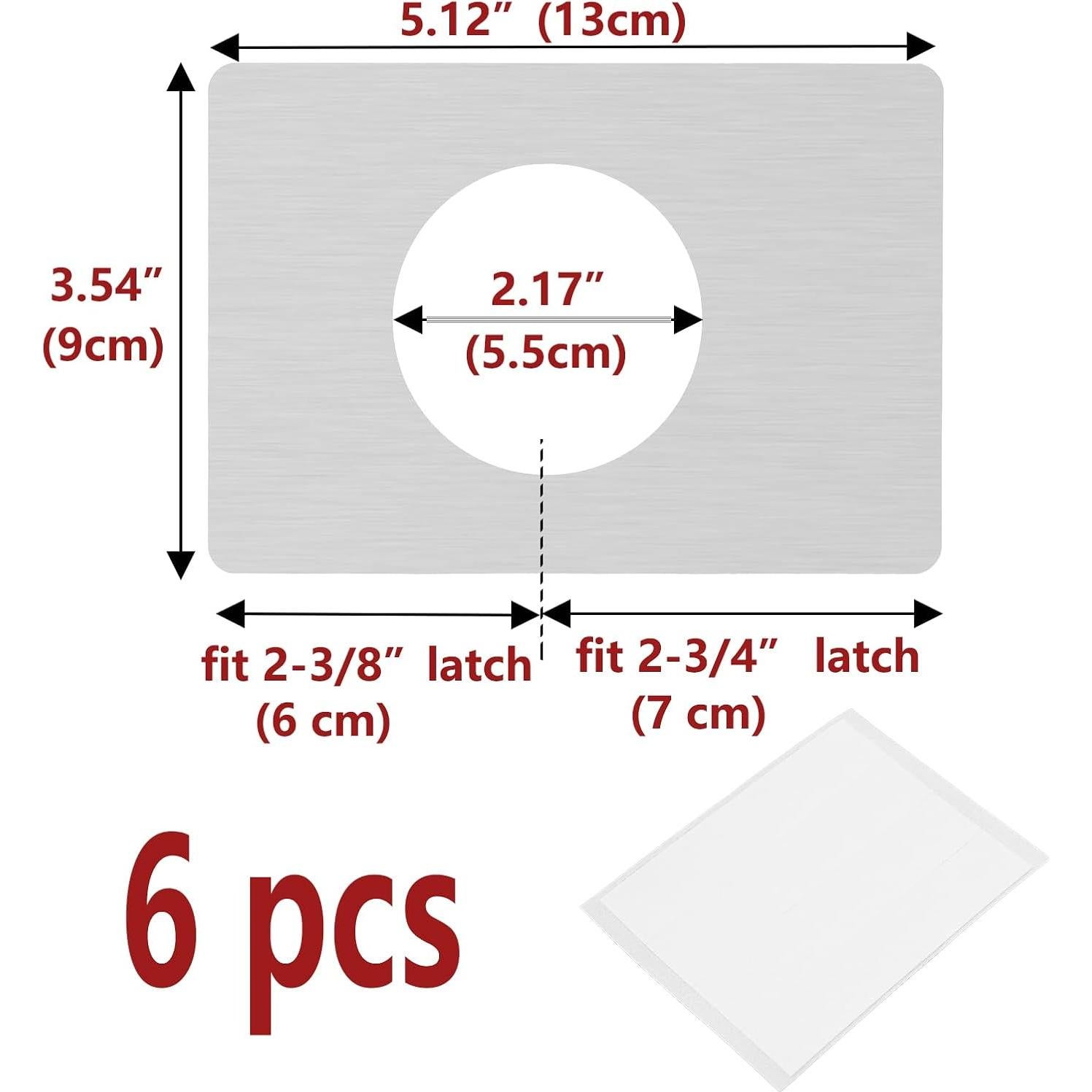 Placas de Refuerzo para Cerradura de Puerta Semetall - 6 Piezas Acero Inoxidable Plata