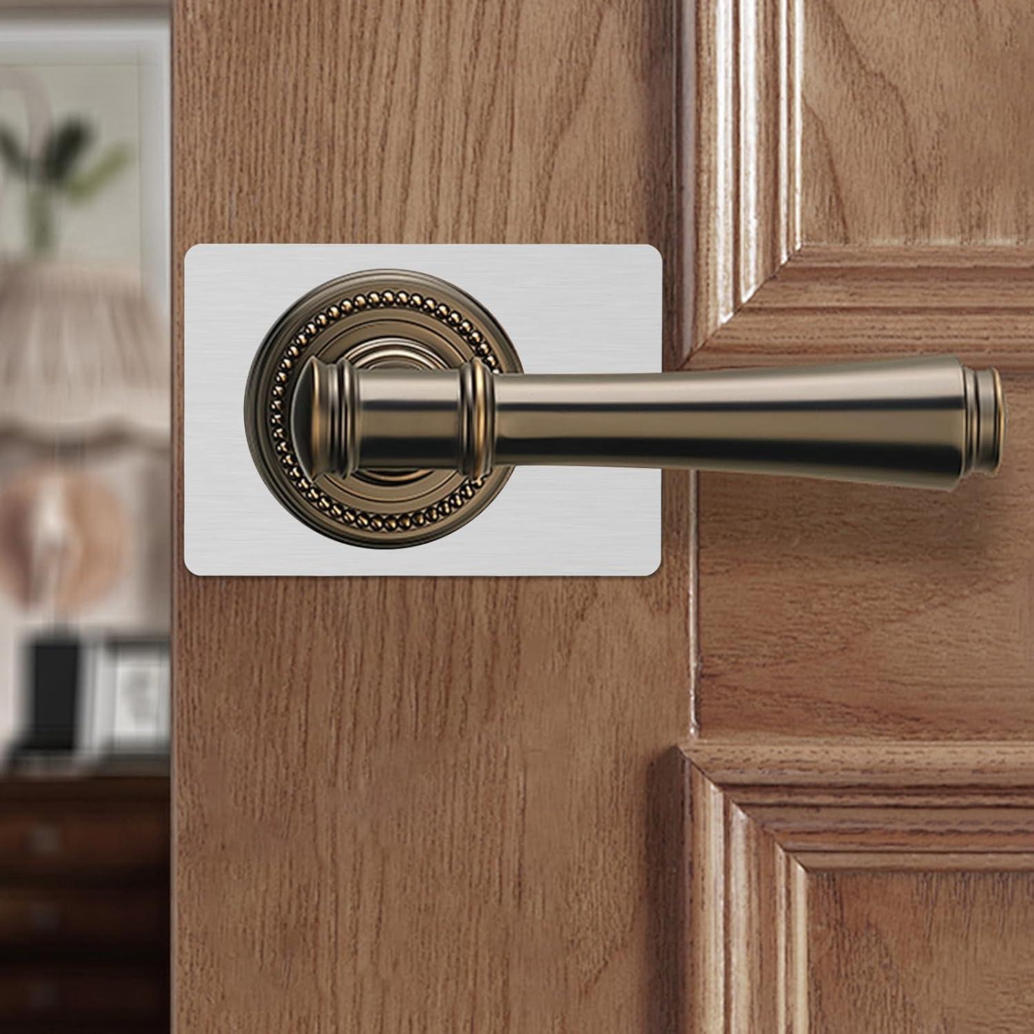 Placas de Refuerzo para Cerradura de Puerta Semetall - 6 Piezas Acero Inoxidable Plata