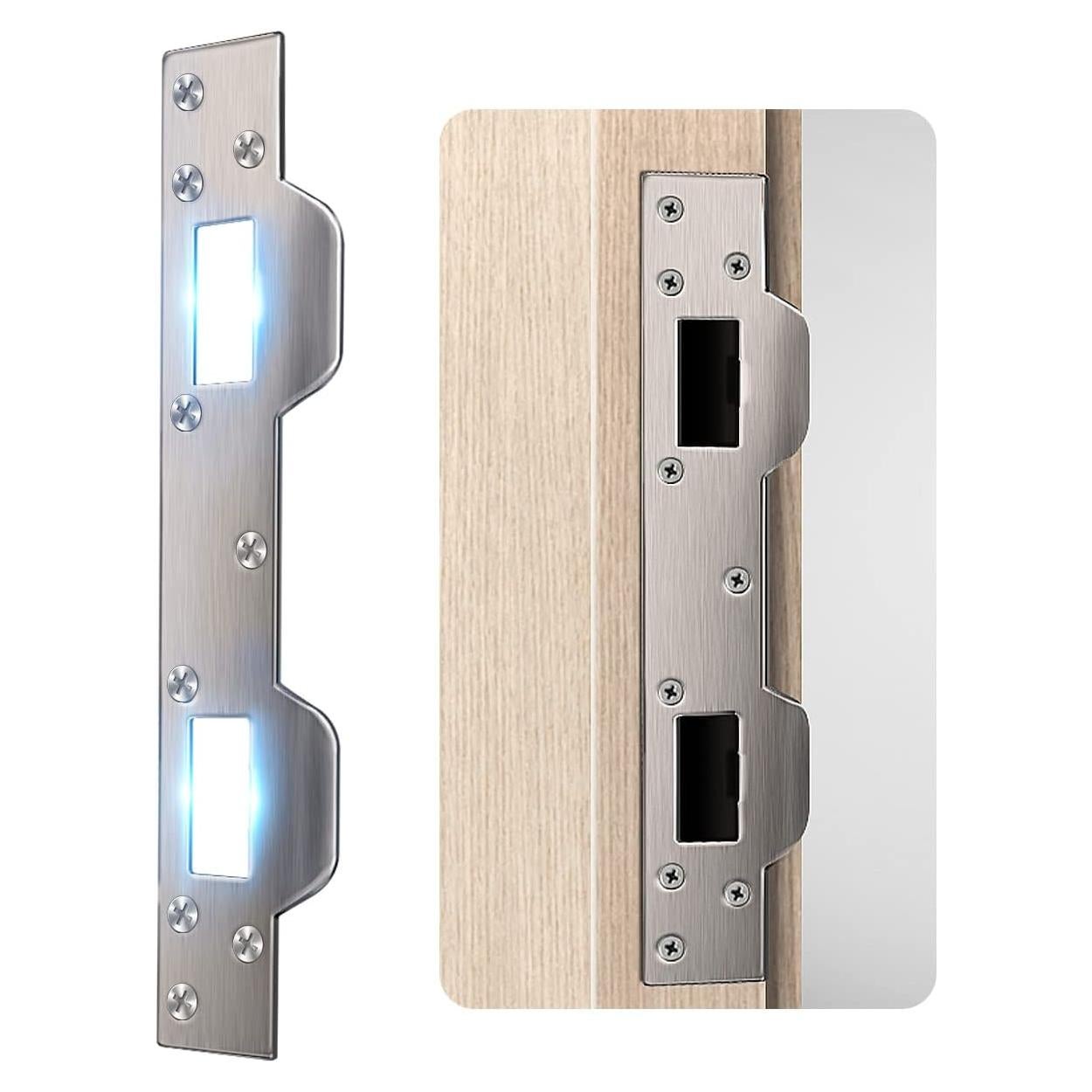 Placa de Refuerzo para Cerradura HELEMAN - Acero Inoxidable 35.7x9.5cm