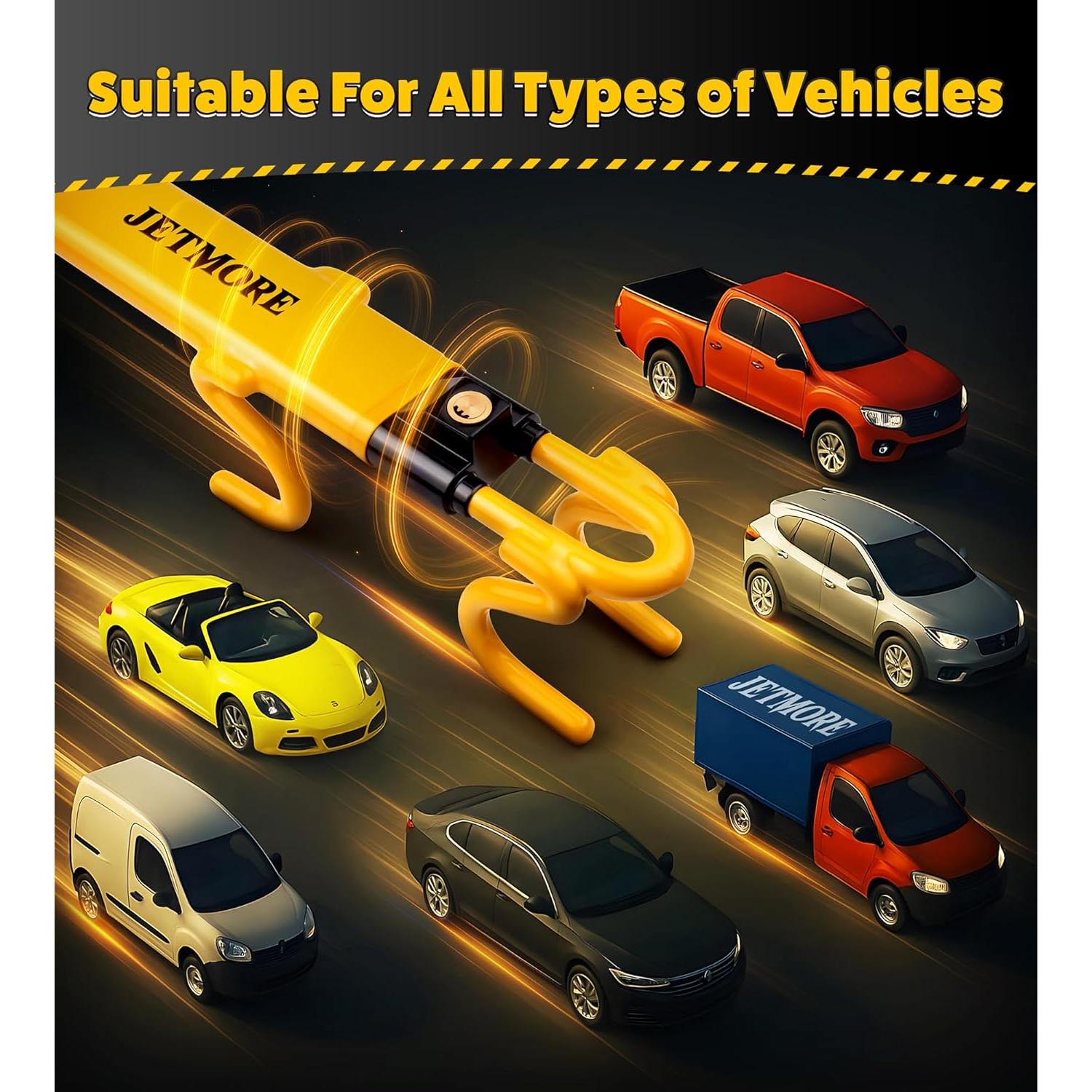 Bloqueo de Volante Antirrobo Jetmore - Acero Reforzado Amarillo