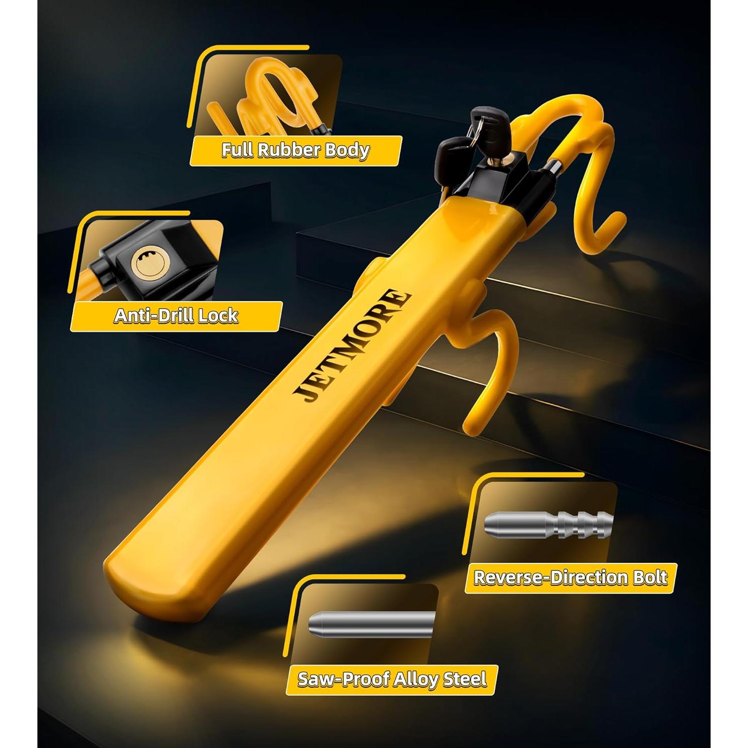 Bloqueo de Volante Antirrobo Jetmore - Acero Reforzado Amarillo