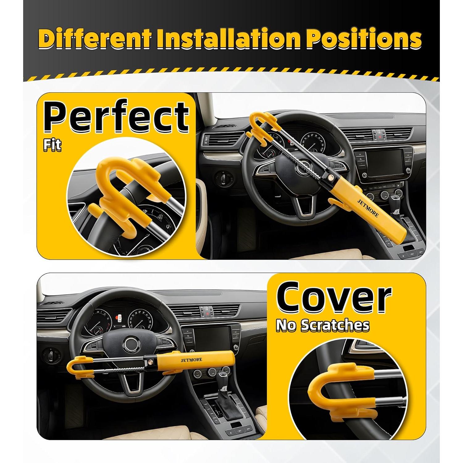 Bloqueo de Volante Antirrobo Jetmore - Acero Reforzado Amarillo