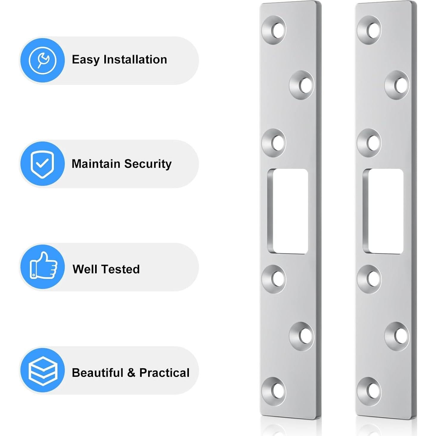 Placa de Strike de Seguridad RO6G de Acero Inoxidable - 2 Juegos