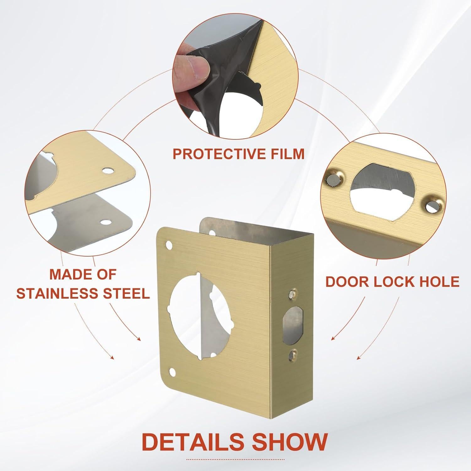 Placa de Refuerzo para Puerta PATIKIL, Acero Inoxidable, 100x115mm