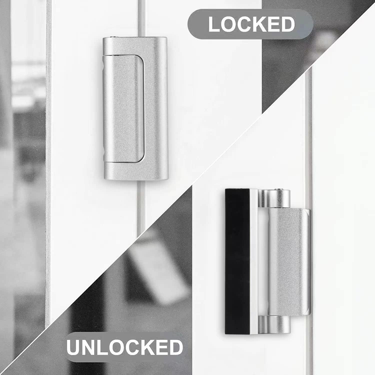 Cerradura de Puerta de Seguridad Lokytobi - 2 Pack, Aluminio, 800 lbs