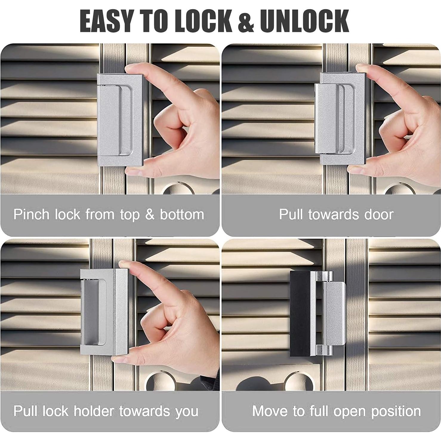 Cerradura de Puerta de Seguridad Lokytobi - 2 Pack, Aluminio, 800 lbs