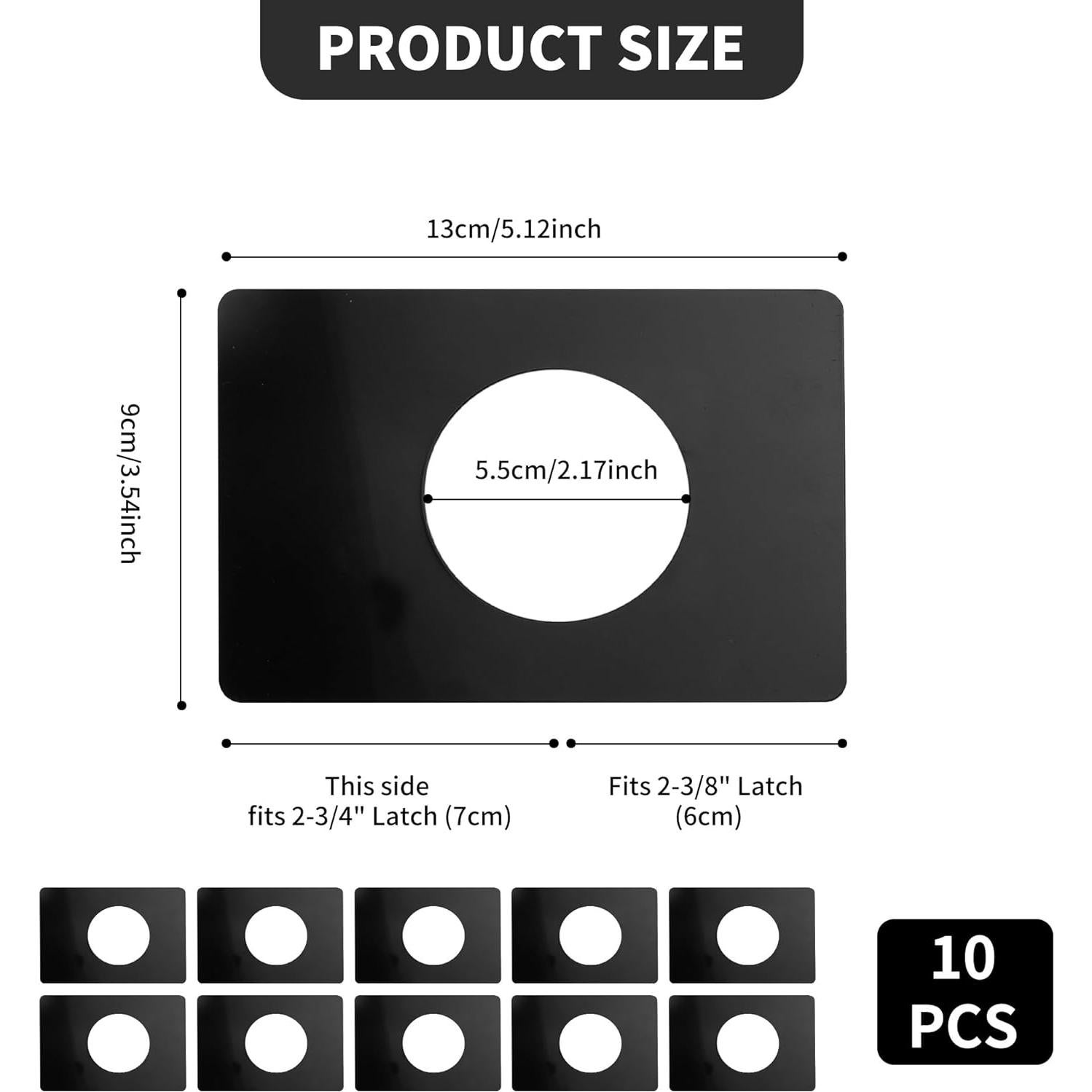 Paquete de 10 Placas de Refuerzo KEJJNYER para Puertas Negras 13x9cm