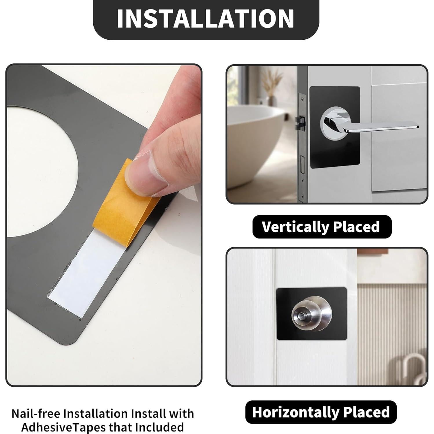 Paquete de 10 Placas de Refuerzo KEJJNYER para Puertas Negras 13x9cm