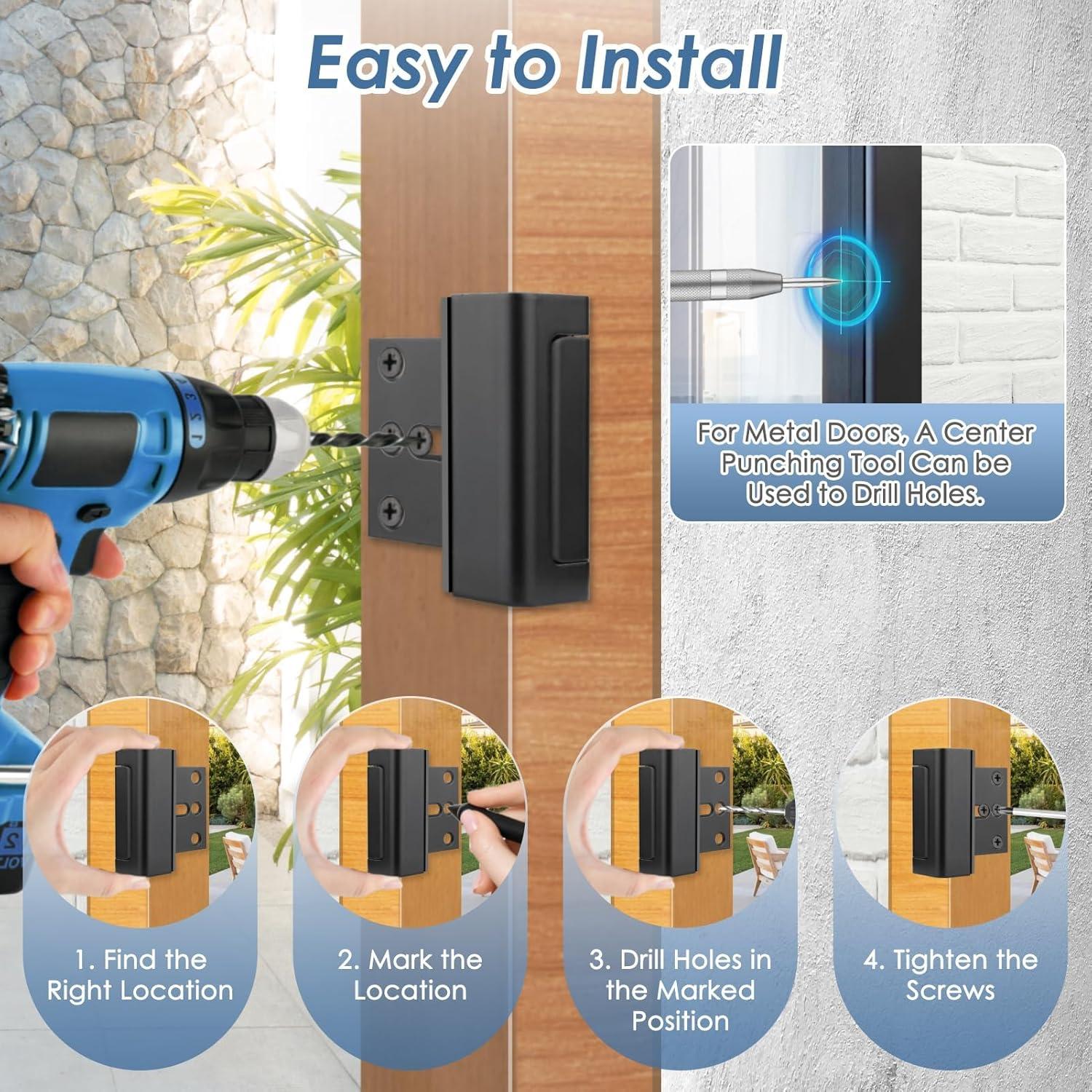 Cerradura de Refuerzo de Seguridad Cverny para Puerta Interior - 2 Piezas