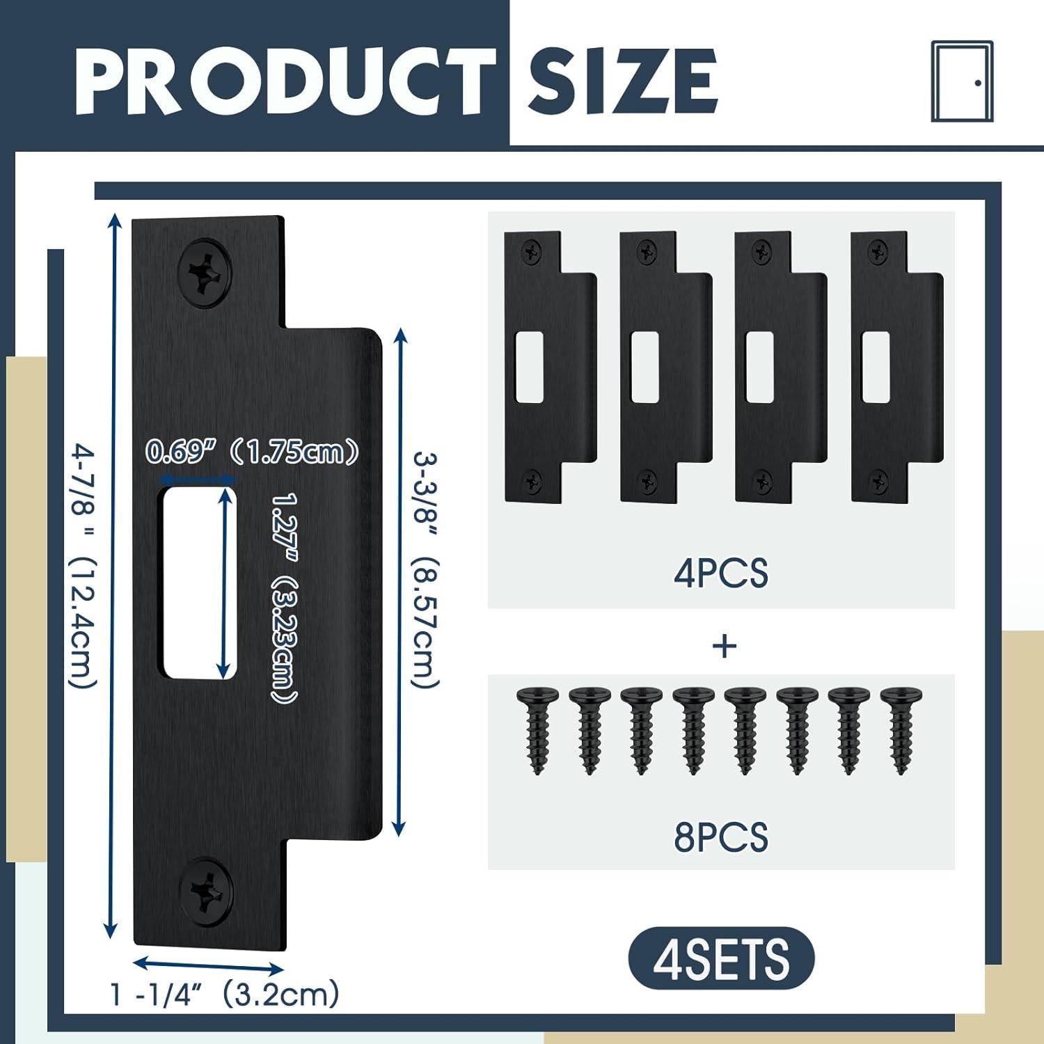 Placas de Strike de Acero Inoxidable Tandefio 4 Pcs 12.4 cm