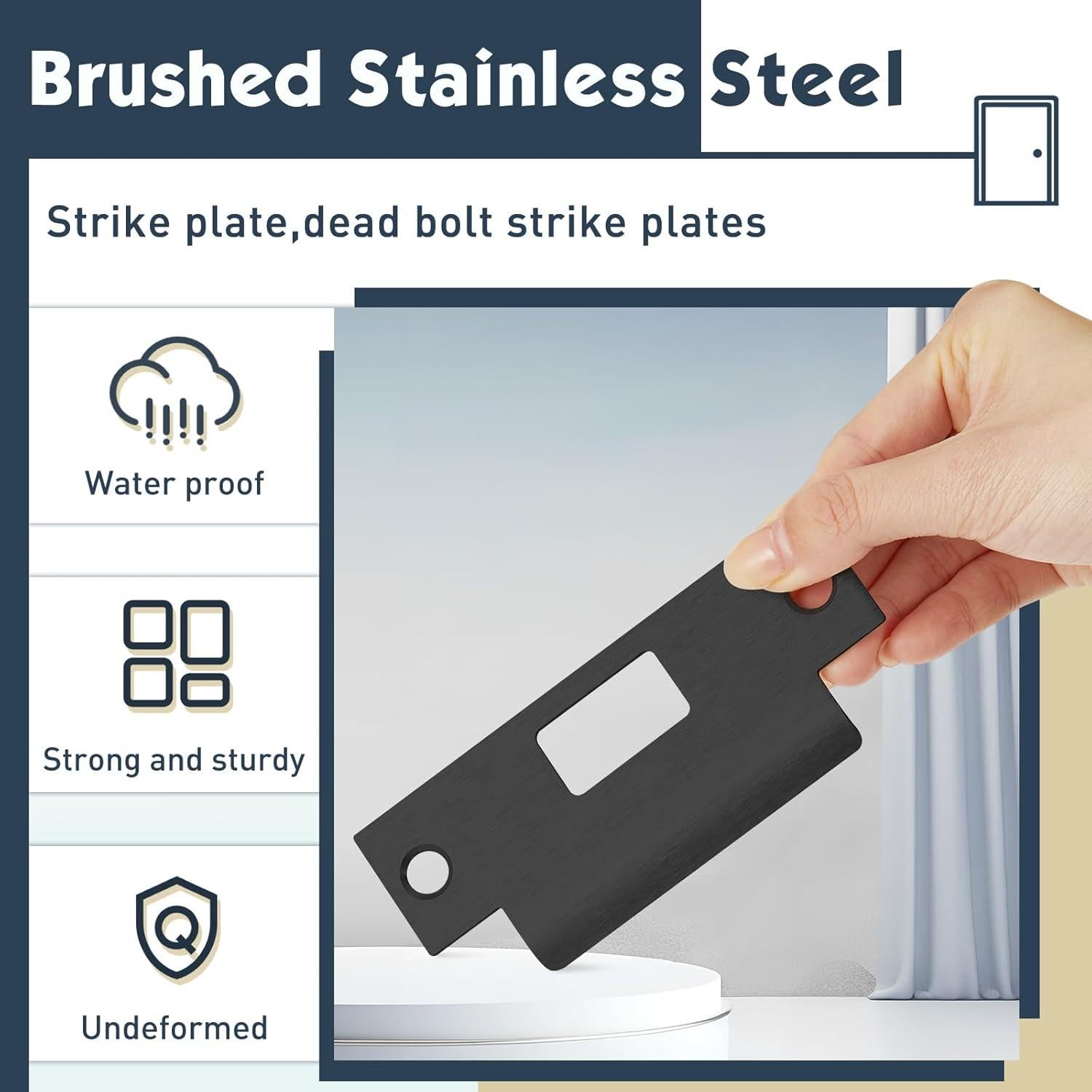 Placas de Strike de Acero Inoxidable Tandefio 4 Pcs 12.4 cm