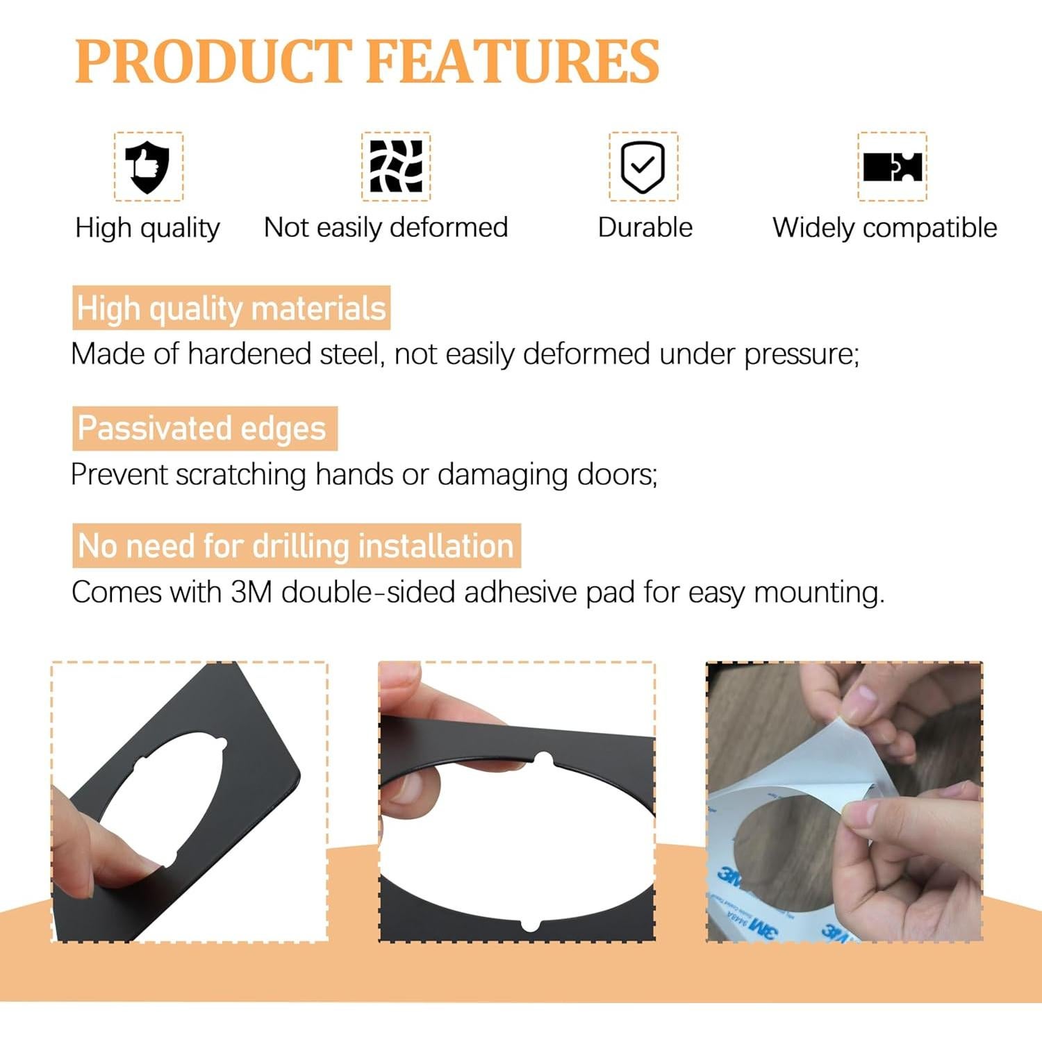 Placas de refuerzo para pomo de puerta CNGGV negras - 2 piezas